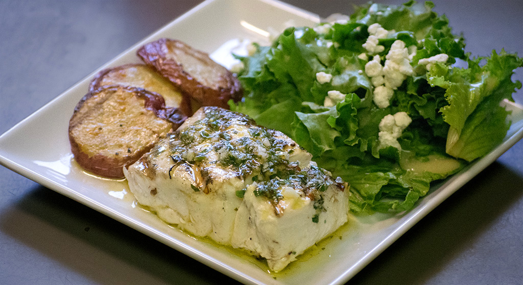 Grilled Halibut in Lemon Herb Garlic Sauce Med Asian Life